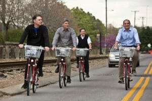 ULI Hines Competition jurors ride B-Cycle around Nashville in 2014. 